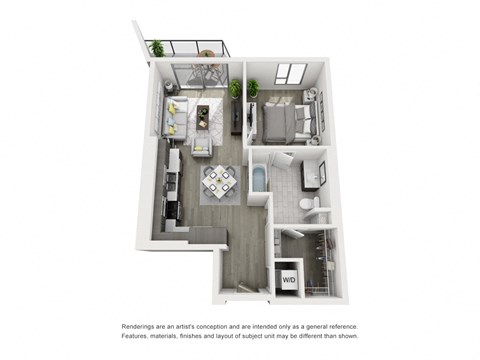 a floor plan of a 1 bedroom apartment